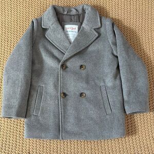 NWOT Cat & Jack Double Breasted Faux Gray Pea Coat with Classic Design Size 5T